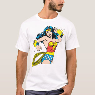 Camiseta Mulher maravilhosa gira com algemas brilhantes