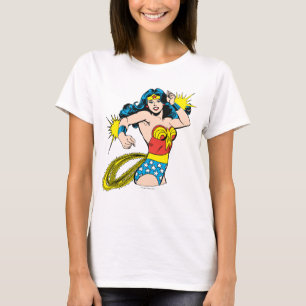 Camiseta Mulher maravilhosa gira com algemas brilhantes