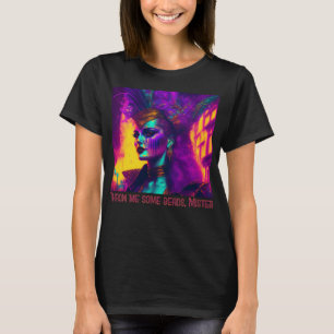 Camiseta Mulher Mardi Gras sintetizada Cyberpunk