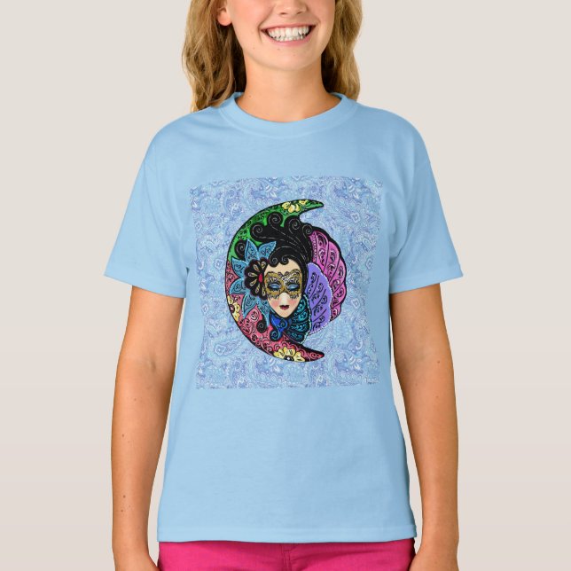 Camiseta Mulher mascarada e lua crescente (Frente)