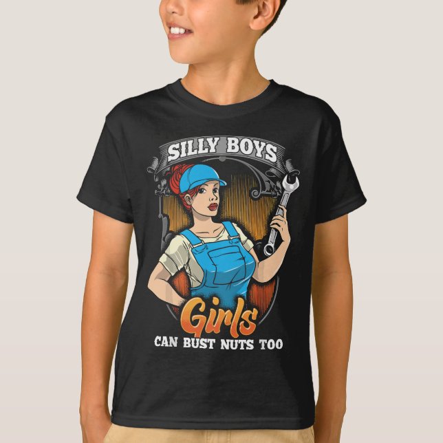 Camiseta Mulher Mecânica Bust Loucos Engraçado Humor Adulto (Frente)