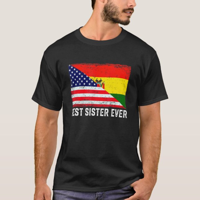 Camiseta Mulher Melhor Irmã Ever Americana Bandeira da Bolí (Frente)