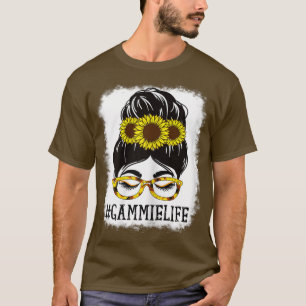 Camiseta Mulher Mensagem Bun Gammie Life Vovó Girassóis Cu