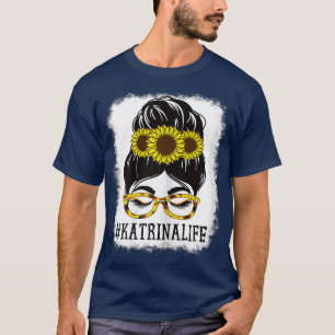 Camiseta Mulher Mensagem Bun Katrina Life Vovó Girassóis C