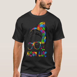 Camiseta Mulher Mensagem Bun Leopard Autismo Autismo Consci