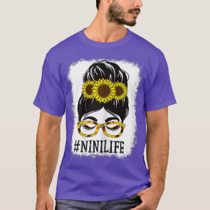 Camiseta Mulher Mensagem Bun Nini Life Vovó Girassóis