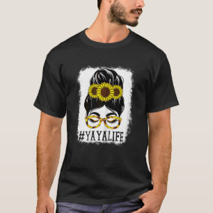 Camiseta Mulher Mensagem Bun Yaya Vida Vovó Girassóis Giras
