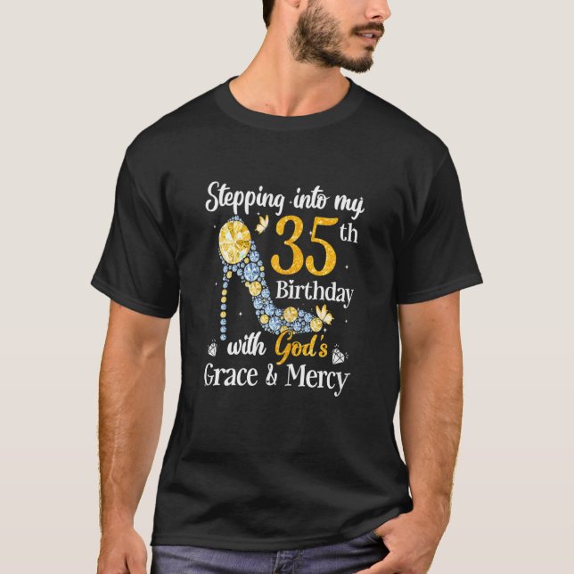 Camiseta Mulher Meu 35º aniversário com a graça de Deus e C (Frente)