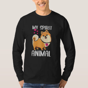 Camiseta Mulher Meu Espírito Animal Pomerânia Cão Eu Amo Mã