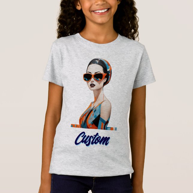 Camiseta Mulher moderna Chic, elegância geométrica (Frente)