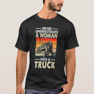 Camiseta Mulher-Motorista De Caminhão Com Truck Trucker Fem