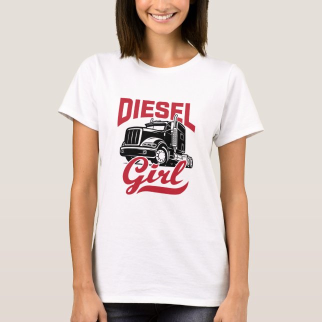 Camiseta Mulher: Motorista de caminhão Mulheres Diesel Garo (Frente)