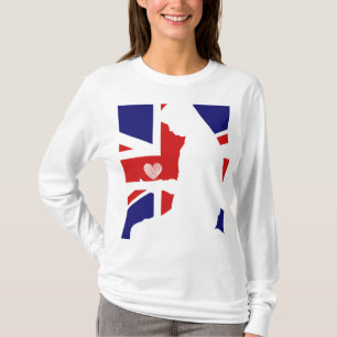 Camiseta Mulher muçulmana de Union Jack rezando de coração