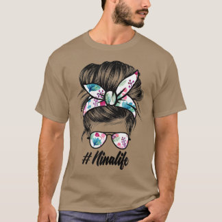 Camiseta Mulher Mulher Ph Cute Floral Mensagem Fora Bun Nin