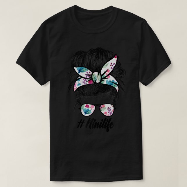 Camiseta Mulher Mulher Ph Cute Floral Messagem Bun Nini Lif (Frente do Design)