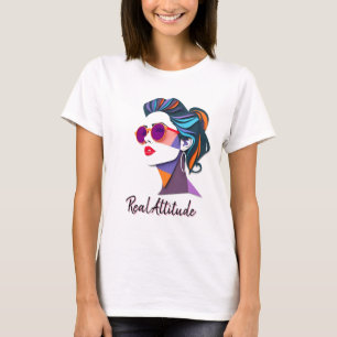 Camiseta Mulher na moda na Arte Colorida Cortada em Papel