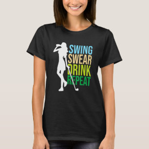 Camiseta Mulher Nadando Suar Bebida Repetir Golfe