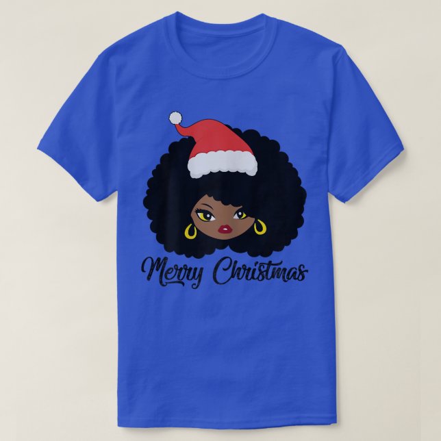 Camiseta Mulher Nadbd Santa Hat Black Girl Natal Pajama (Frente do Design)