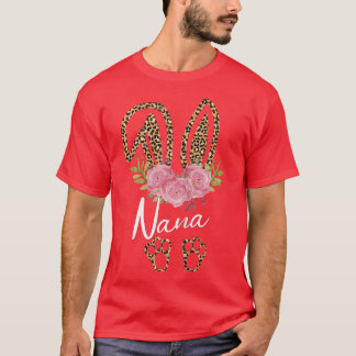 Camiseta Mulher Nana Bunny Ears Páscoa Dia Fofo Leopardo Fo