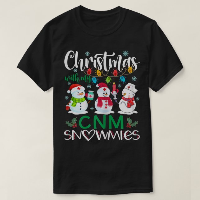 Camiseta Mulher Natal Com Minha Enfermeira de Neve, Stetho (Frente do Design)