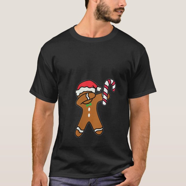Camiseta Mulher Natal Dabbing Gingerbird Man Candy Can (Frente)