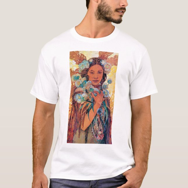 Camiseta Mulher Nativa Americana, Mucha (Frente)