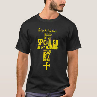 Camiseta Mulher Negra Abençoada Por Deus Mimada Pelo Meu Ma