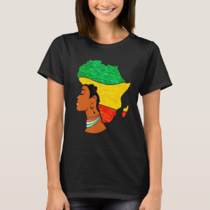 Camiseta Mulher Negra África Mapa África Bandeira Melanina