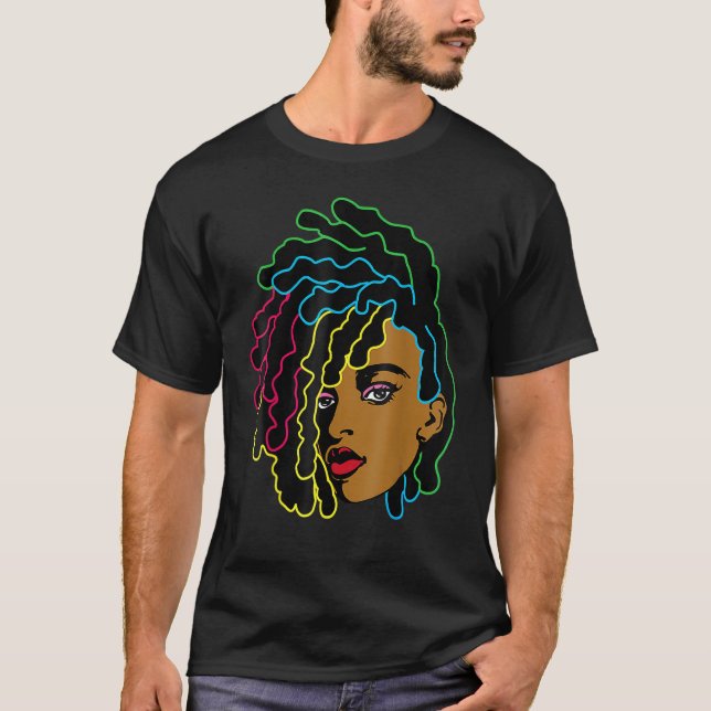 Camiseta Mulher Negra Africana Cabelo Legal História Negra  (Frente)