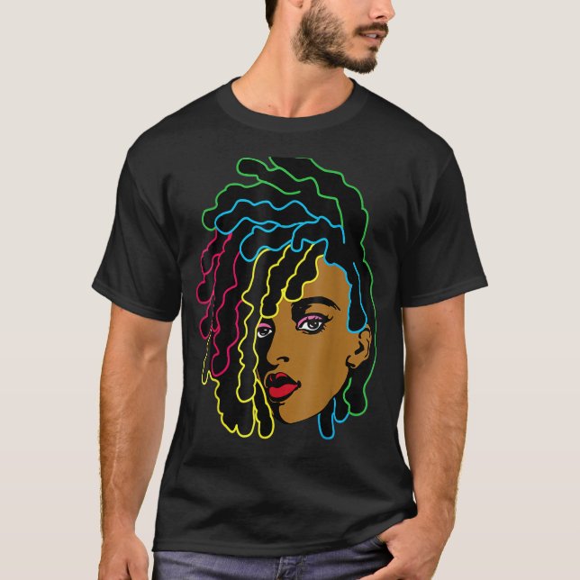 Camiseta Mulher Negra Africana Cabelo Legal História Negra  (Frente)