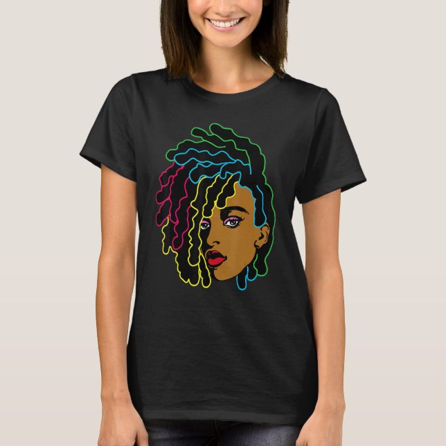 Camiseta Mulher Negra Africana Cabelo Legal História Negra  (Frente)