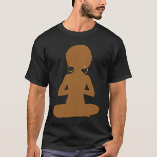 Camiseta Mulher Negra AFRO Fazendo MEDITAÇÃO DE IOGA ZEN Me