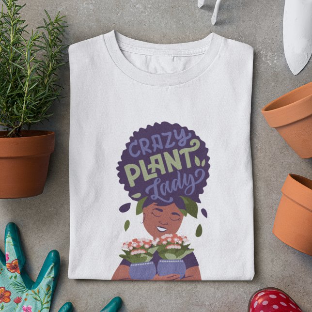 Camiseta Mulher Negra Dama de Planta Louca, Plantas de Abra (Criador carregado)