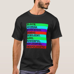 Camiseta Mulher Negra Educada Amor Resiliente Mágico Podero