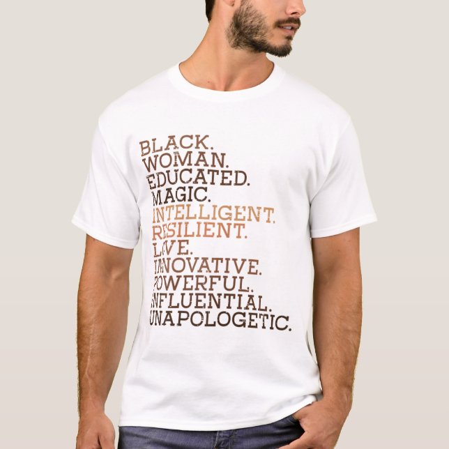 Camiseta Mulher Negra Educada Mágica BHM - História African (Frente)