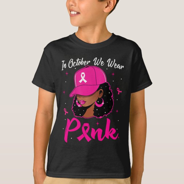 Camiseta Mulher Negra Em Outubro Vestimos Cancer Rosa (Frente)