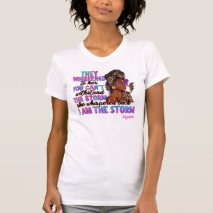Camiseta Mulher Negra Empoderada "Eu Sou a Tempestade" Cita