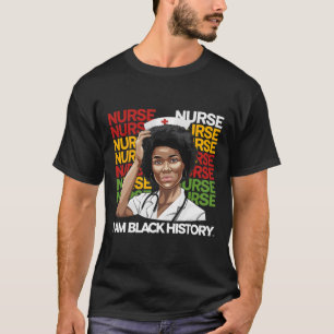 Camiseta Mulher Negra Enfermeira Afro Retro Mês da História