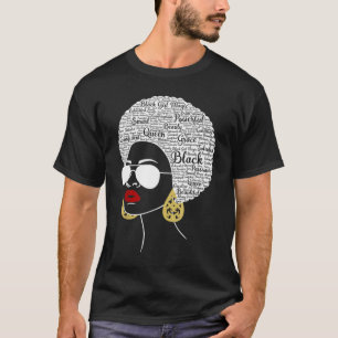 Camiseta Mulher Negra Forte Cabelo Natural Mulher Africana 