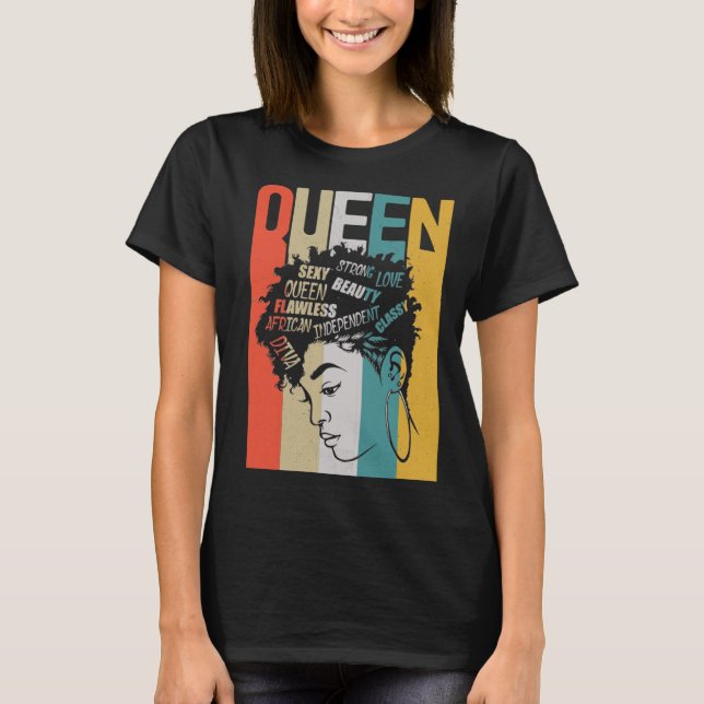 Camiseta Mulher Negra Forte Rainha Africana Afro Melanin Ha (Frente)