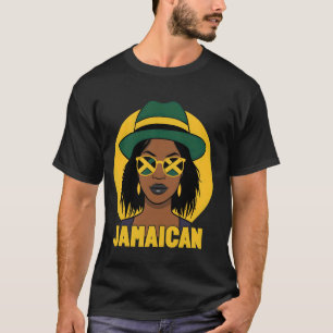 Camiseta Mulher negra jamaicana Orgulho de bandeiras negra