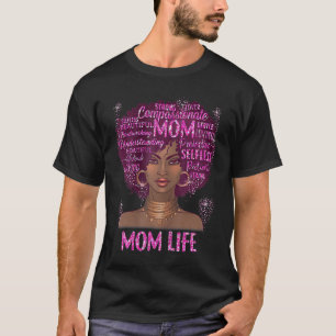 Camiseta Mulher Negra Mãe Vida Mãe Mãe África Feliz Mo Afri
