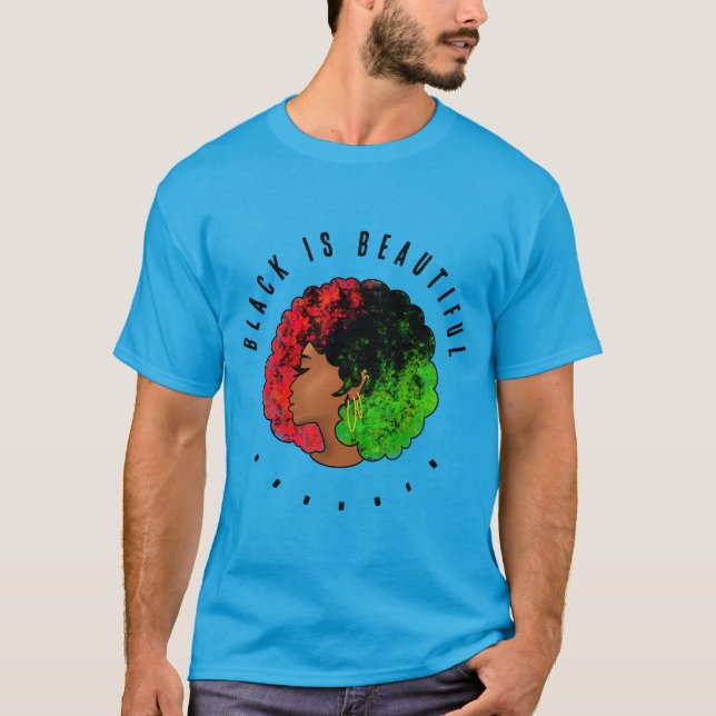 Camiseta Mulher negra pan-africana, orgulho verde vermelho  (Frente)