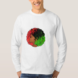 Camiseta Mulher negra pan-africana, orgulho verde vermelho