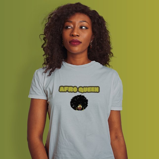 Camiseta Mulher Negra - Rainha Afro, Camisa-Cinza (Afro Queen Is Seen)