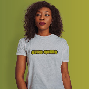Camiseta Mulher Negra - Rainha Afro, Camisa-Cinza
