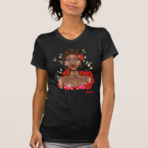 Camiseta Mulher Negra Romântica Abraçando o Amor do Dia dos
