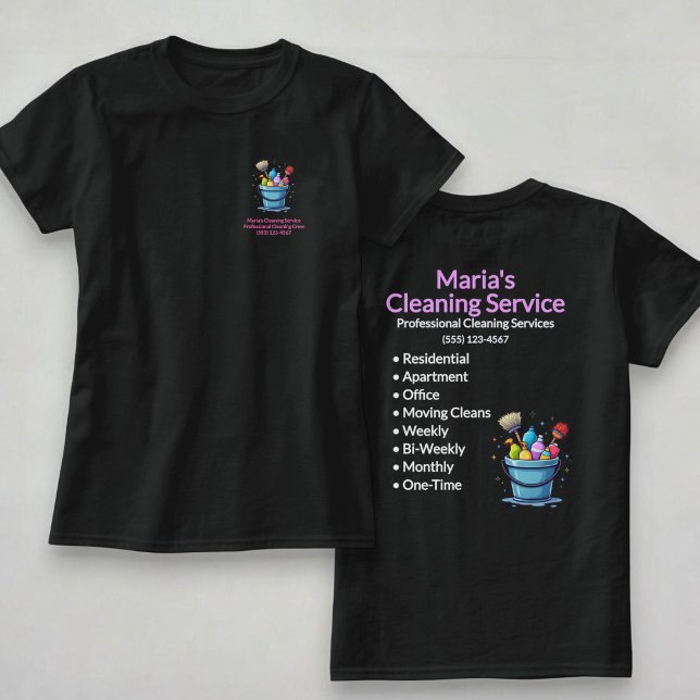 Camiseta Mulher Negra Serviço de Limpeza Profissional de Ca (Criador carregado)