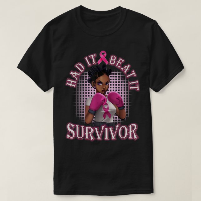 Camiseta Mulher Negra Teve Um cancer De Sobrevivência (Frente do Design)