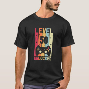 Camiseta Mulher Nível 50 Aniversário Desbloqueado 50 Anos